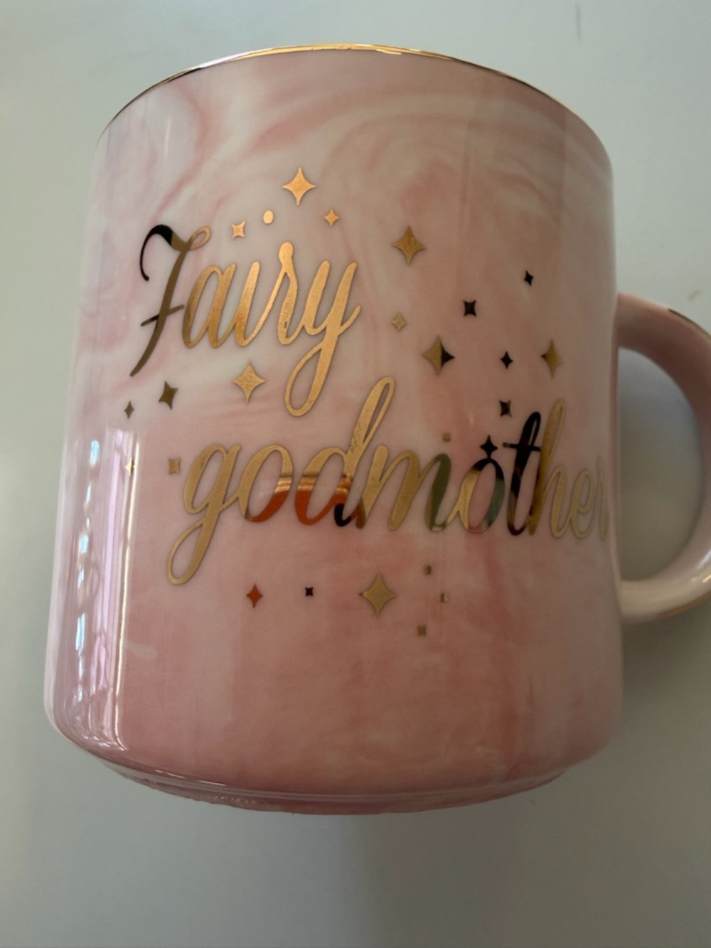 Pink 'Fairy Godmother' Ceramic Mug with Gold Trim